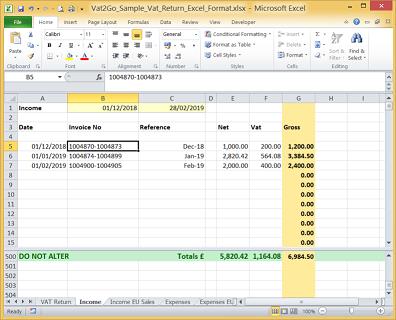 Vat2Go - Making Tax Digital - Excel Spreadsheet